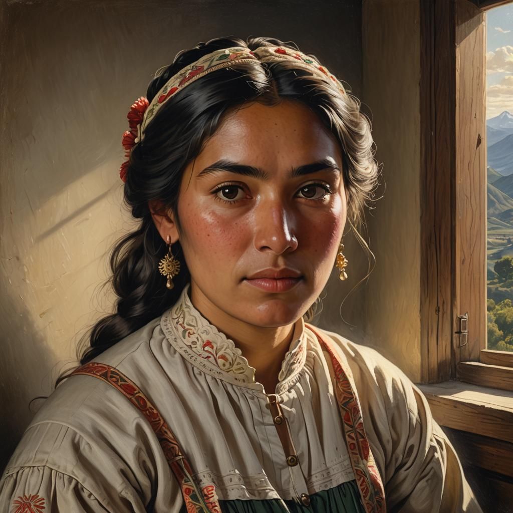 Chilean Woman Portrait in 1855 Valdivia