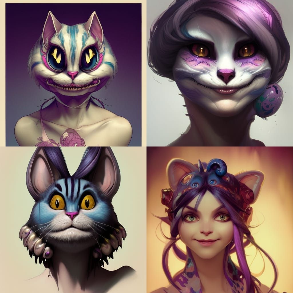 Hyperdetailed Portrait of Cheshire Cat as Human