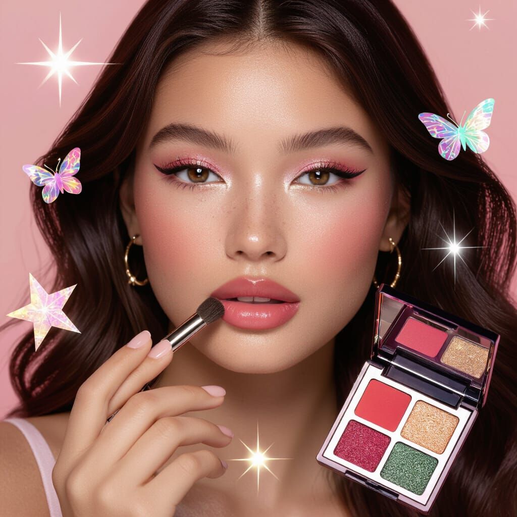 Glamorous Teen Makeup with Holographic Accents