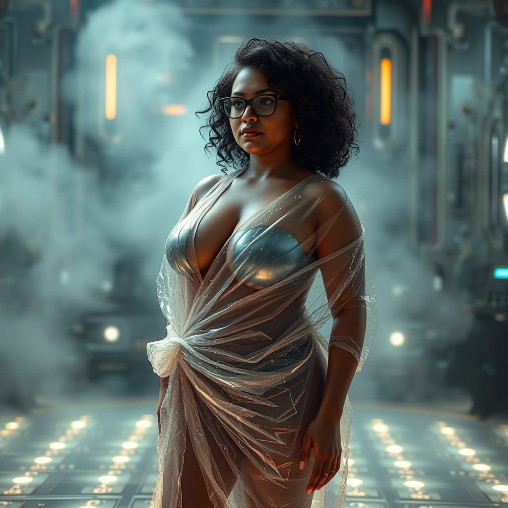 Futuristic Indian Woman in Crystal Fabric: Sci-Fi Art