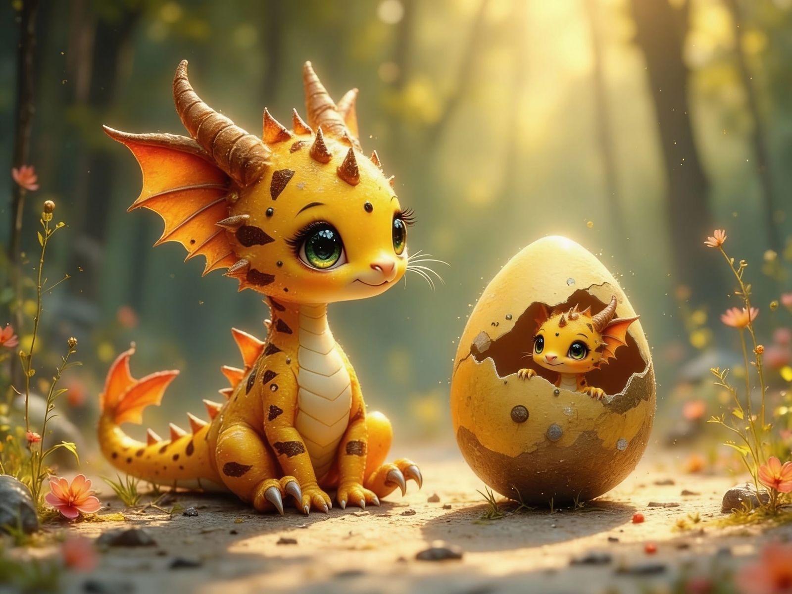 Adorable Tiger Dragon & Unhatched Egg