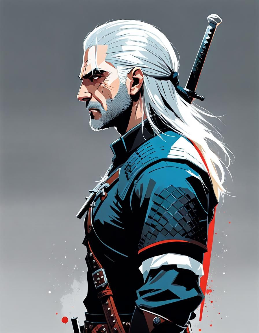 Geralt the Witcher: Anime-Style Digital Illustration
