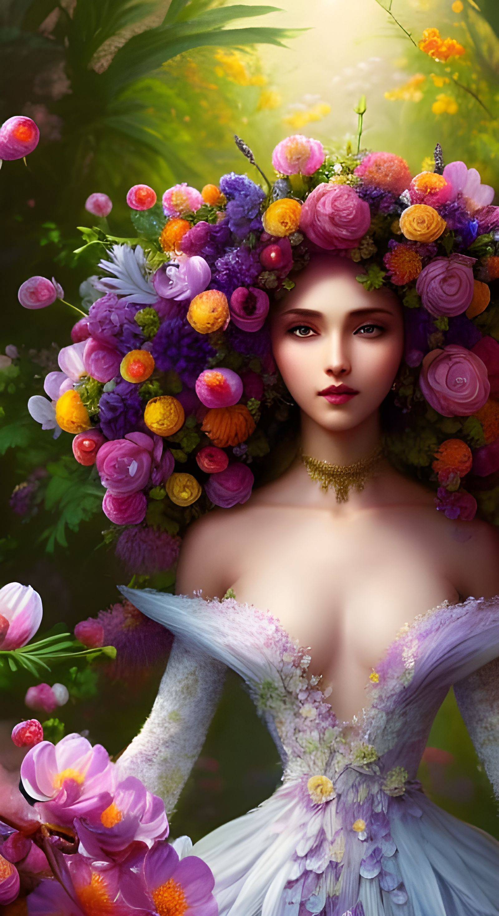 Blooming Spring Garden in Digital Art Style