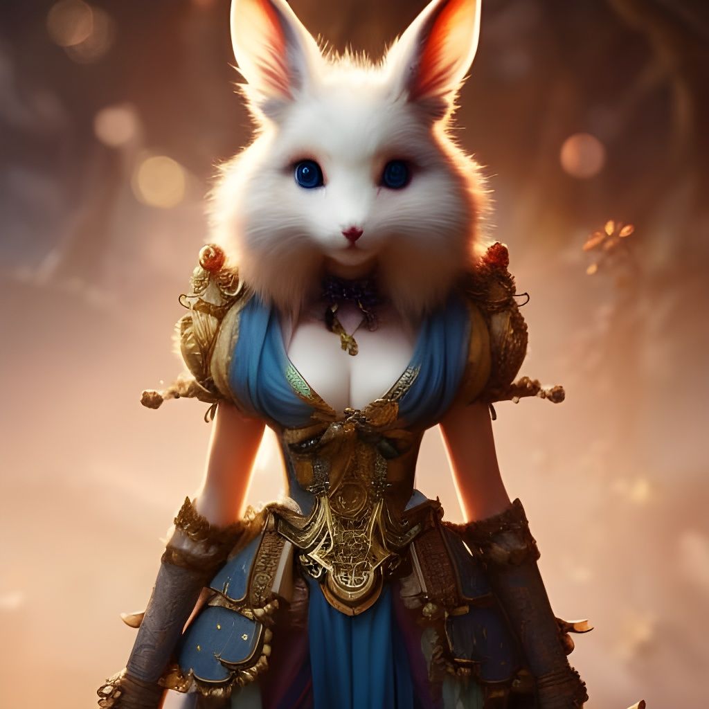 Anthropomorphic Rabbit in Fantasycore Style
