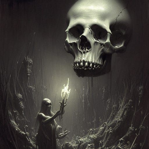 Skulls Collector in Horror Style