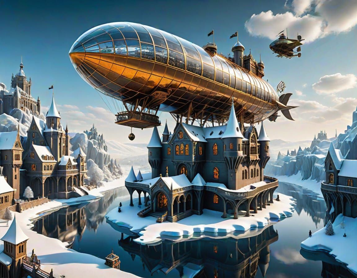Escher-Inspired Steampunk Dreamscapes: Glass Ice Castle and...