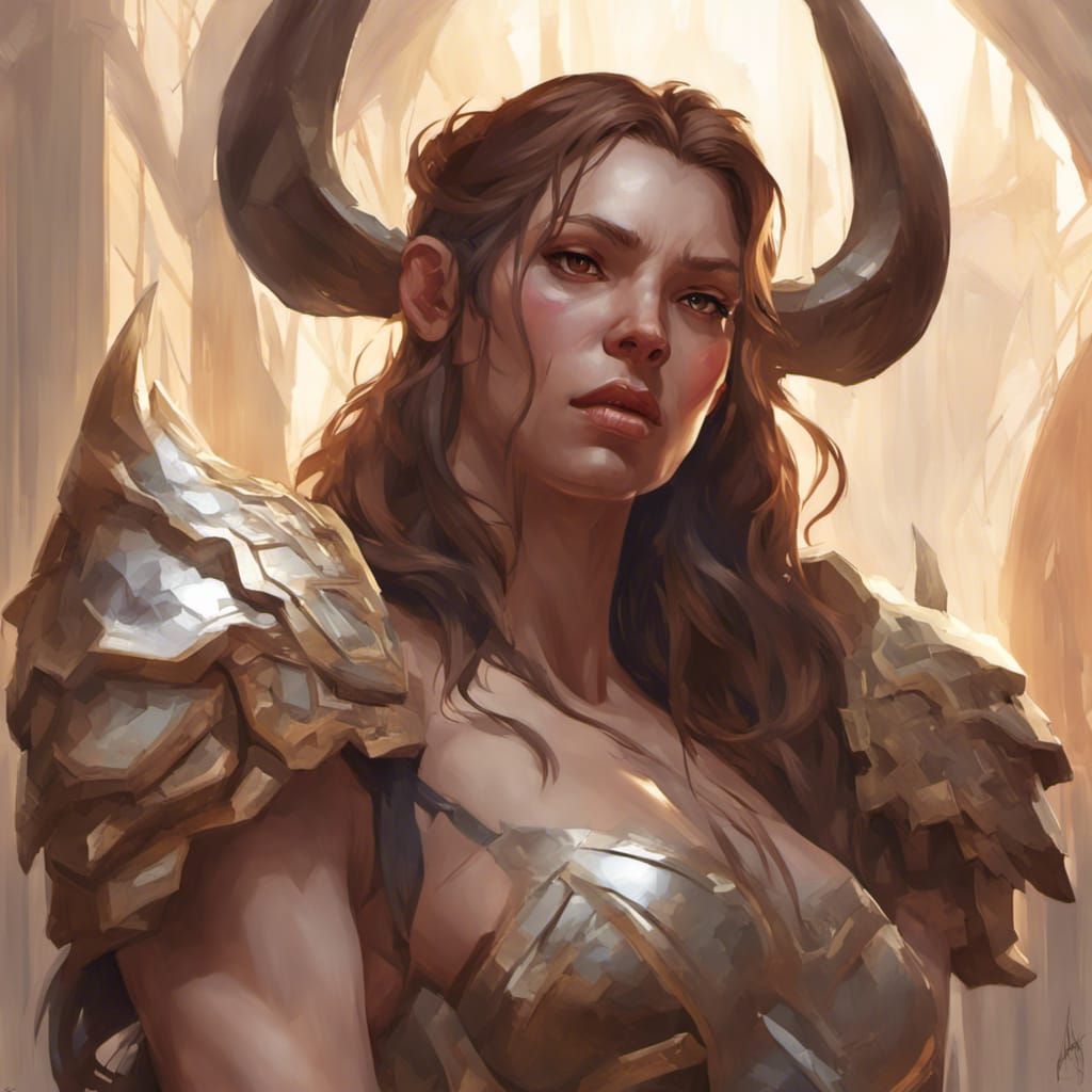 Haunted Minotaur Paladin Portrait in Detailed Digital Art