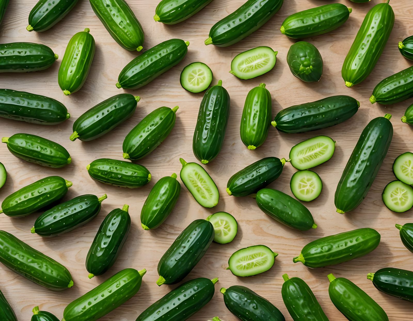 Fresh Cucumber on Rustic Wooden Table