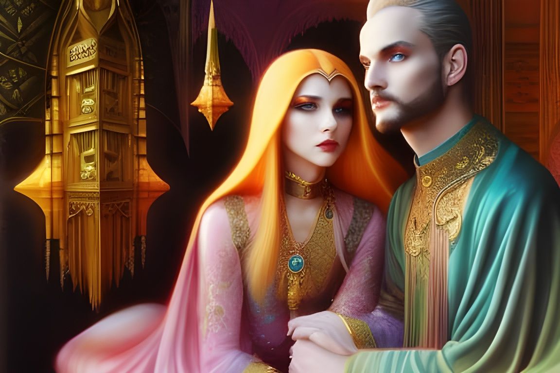 Ethereal Elvish City at Sunset in Gaslight