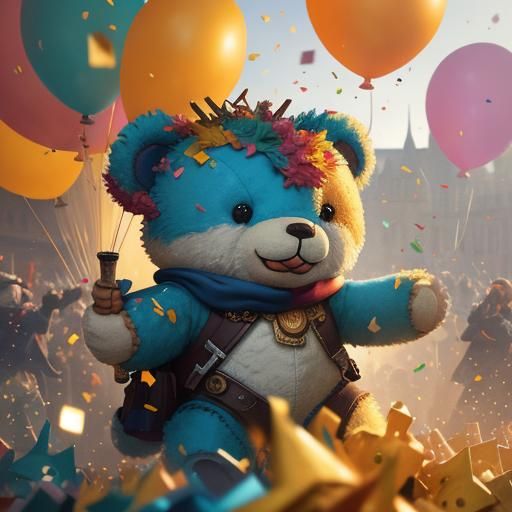 Teddy Bears Celebrate in Whimsical Carnival Art