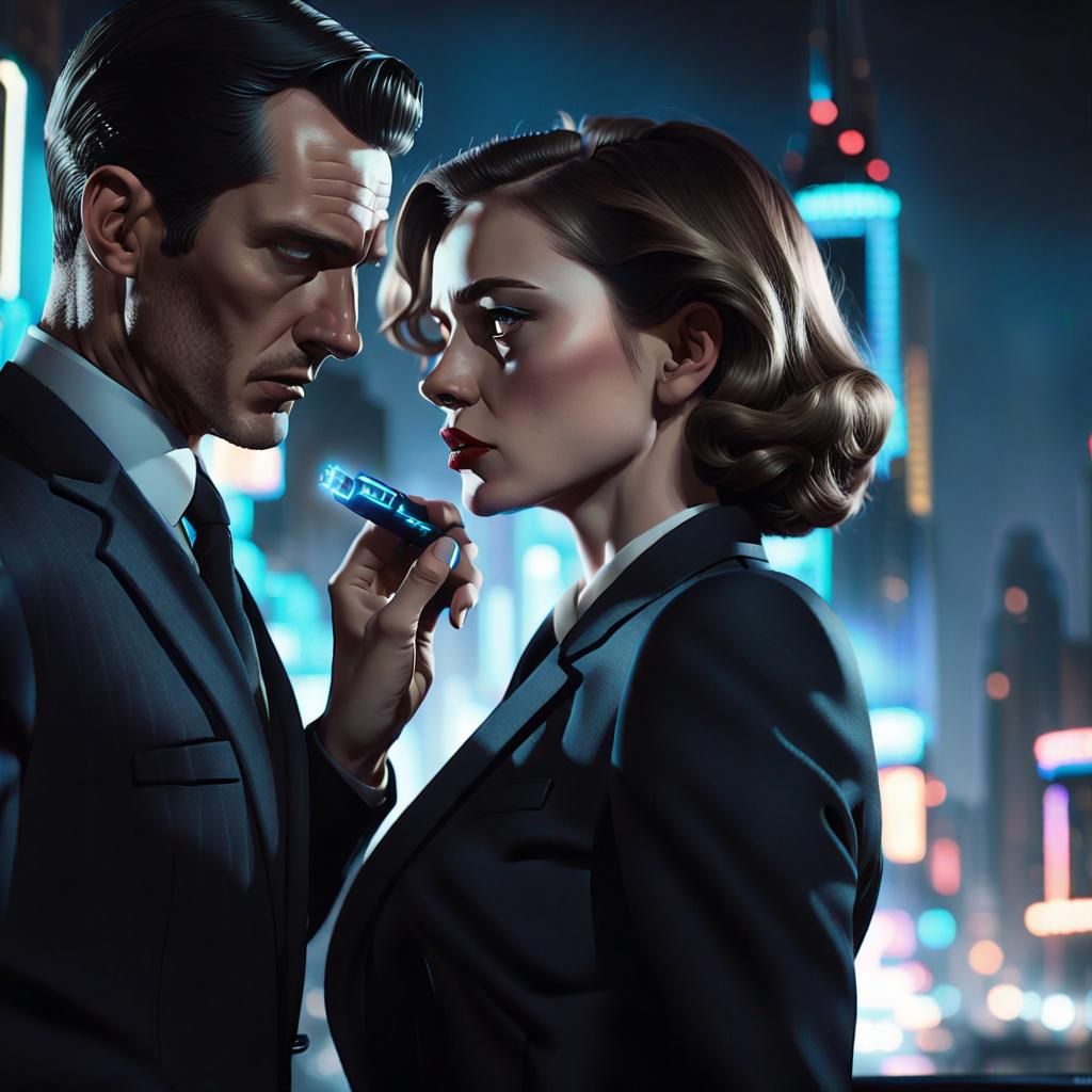 Woman in Black Erasing Memories in Film Noir Style