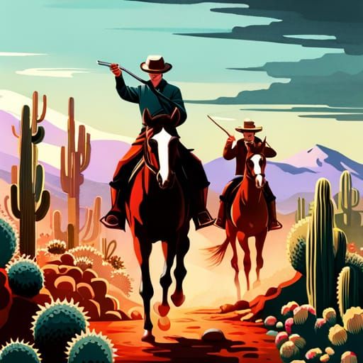 Romantic Mexican Landscape with Horse Rider