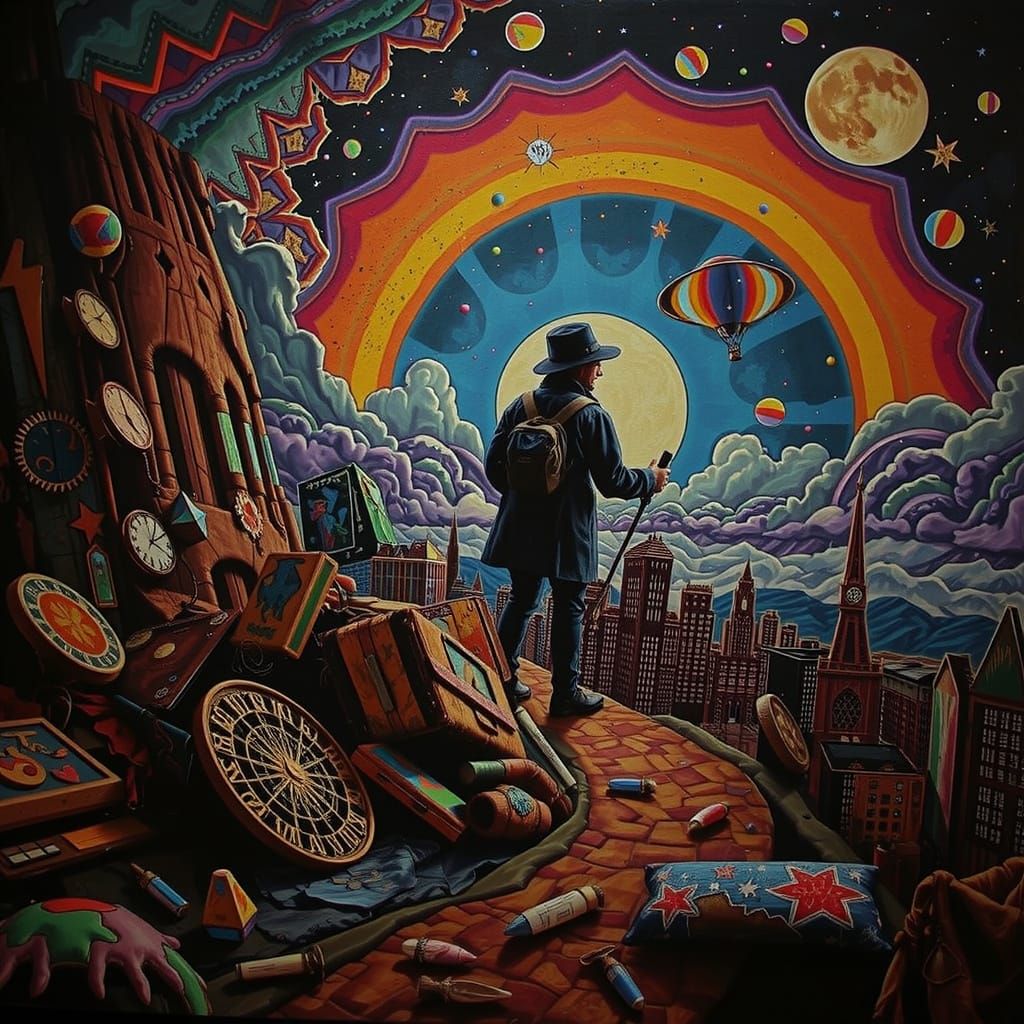 Neon Cityscape in Triadic Colors