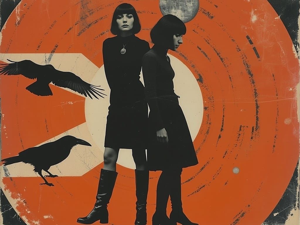 Psychedelic Fashion Model in Groovy Mini Skirt and Gogo Boot...