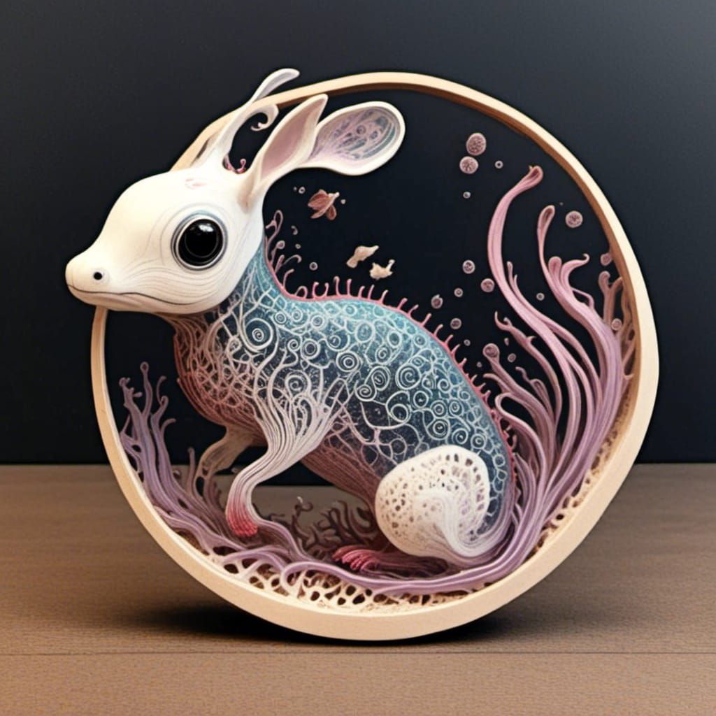 Whimsical Wood Carving of a Cute Sea Creature