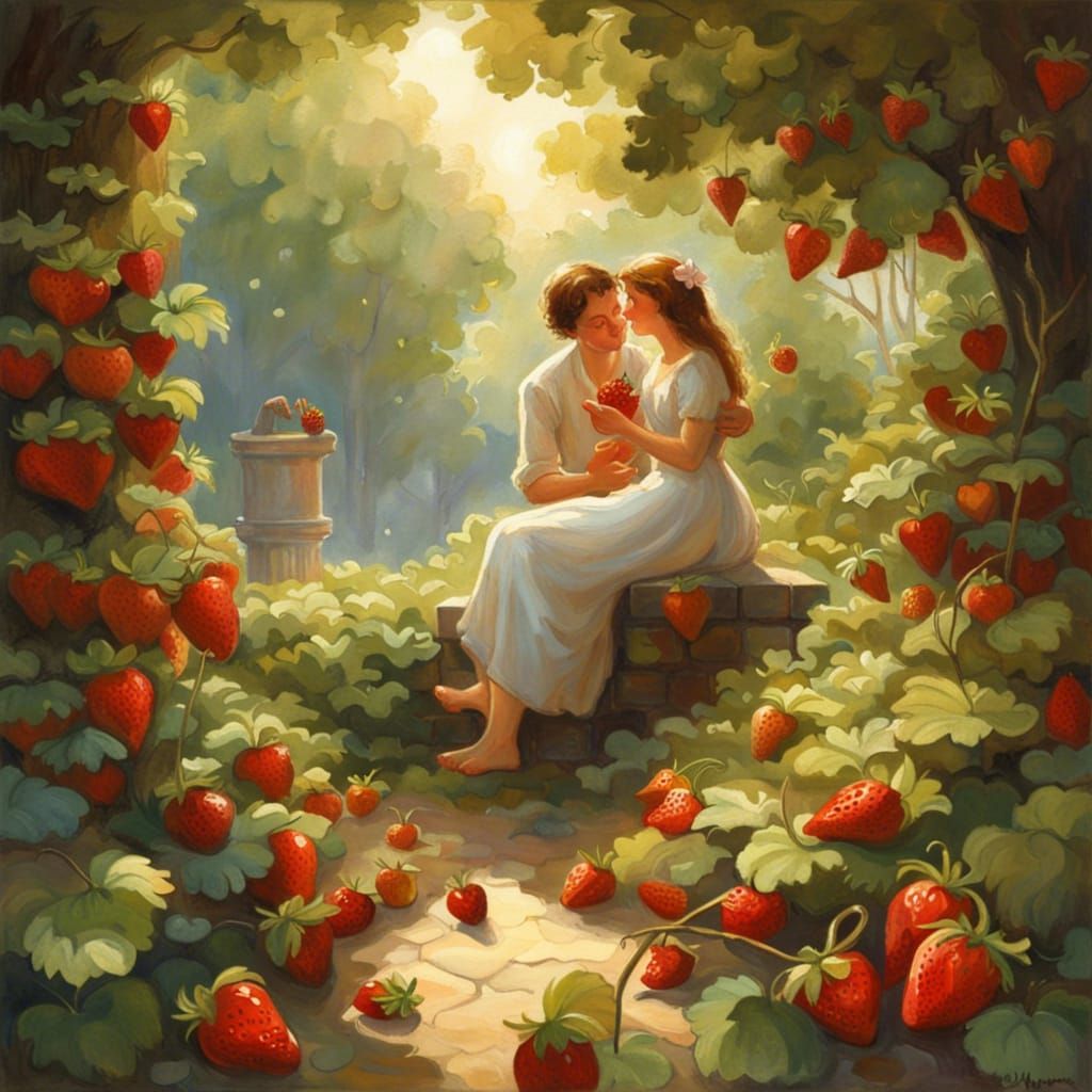Heart Strawberry Dream Garden, Fantasy Art Style