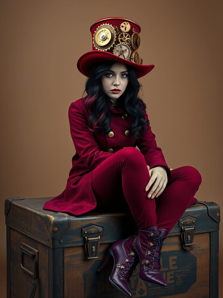 Surreal Portrait of a Woman in Steampunk Attire