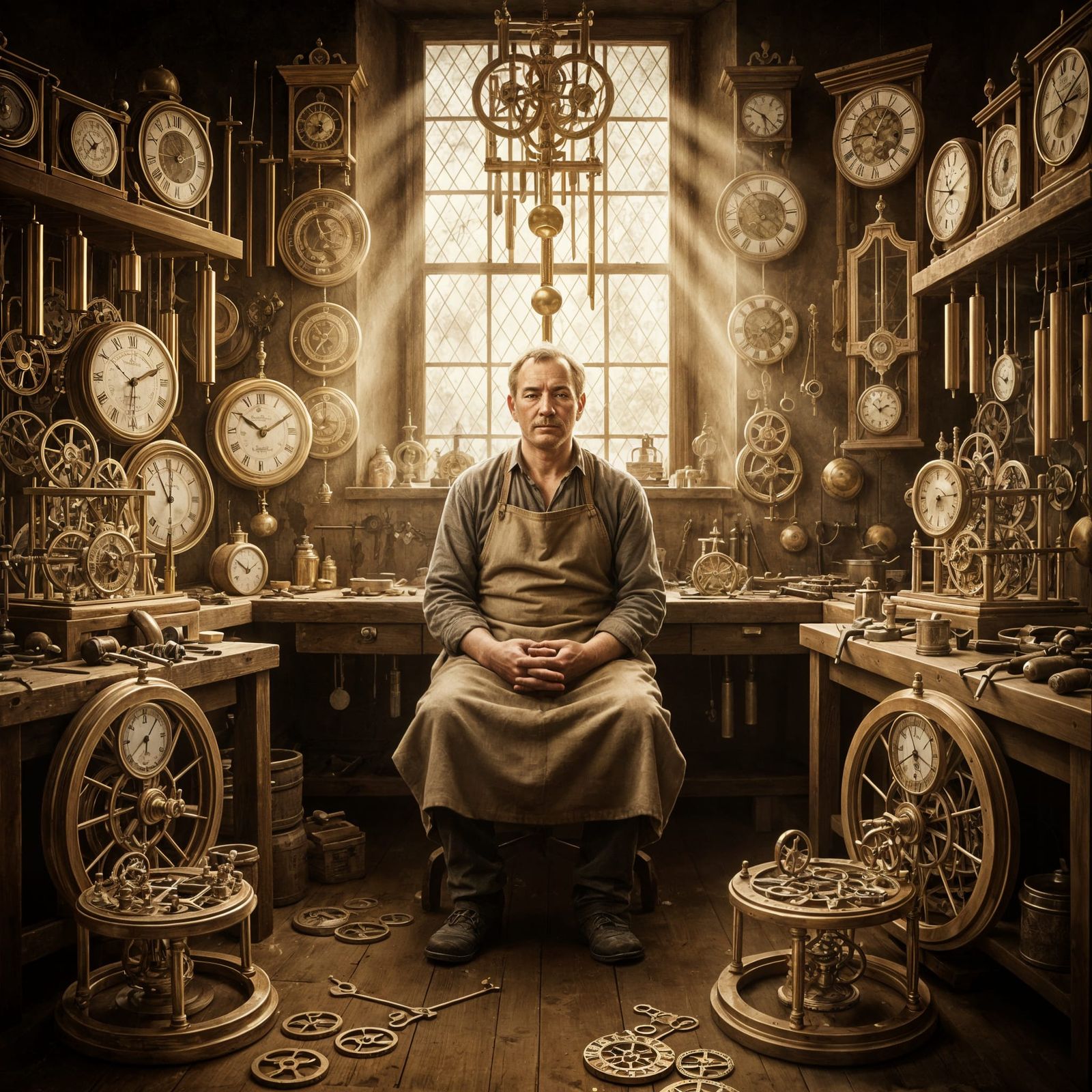Clockmaker's Meditation in Dutch Golden Age Style