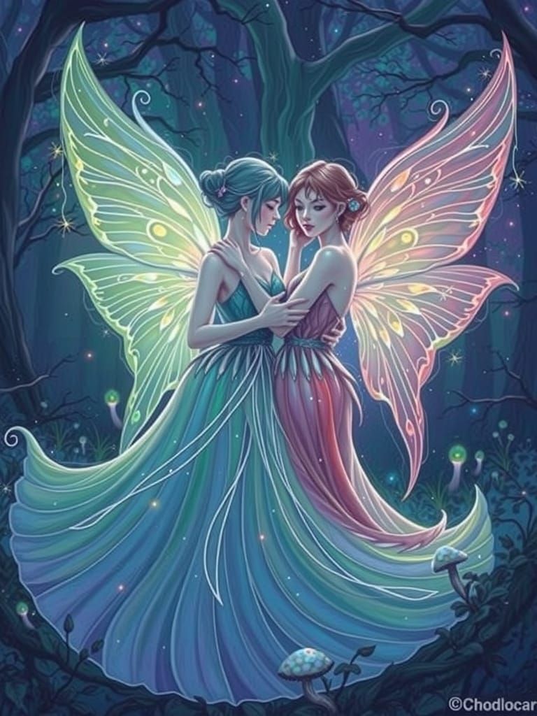 Moonlit Fairy Encounter in Dreamy Forest