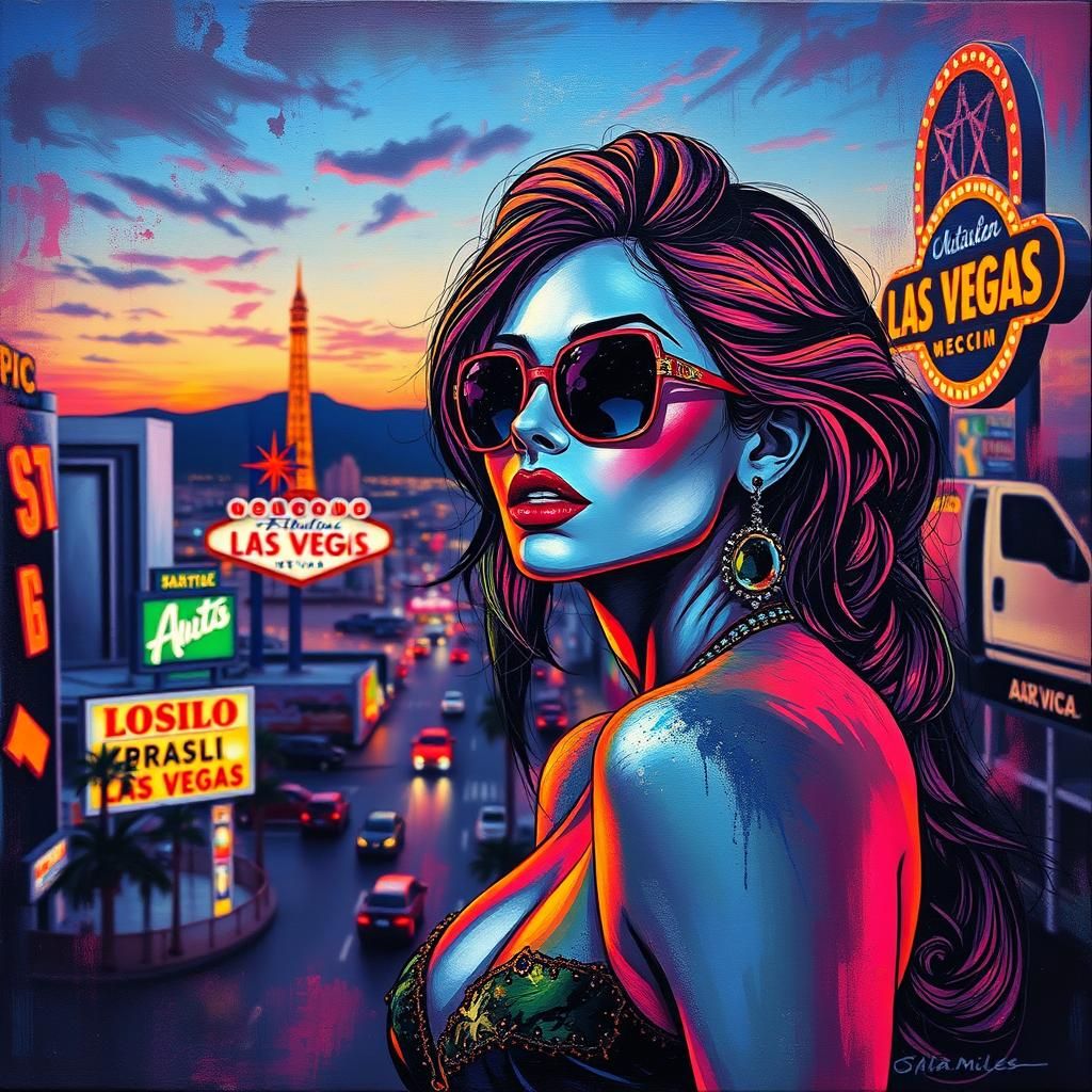 Brazilian Woman in Las Vegas: Graffiti Nouveau Art