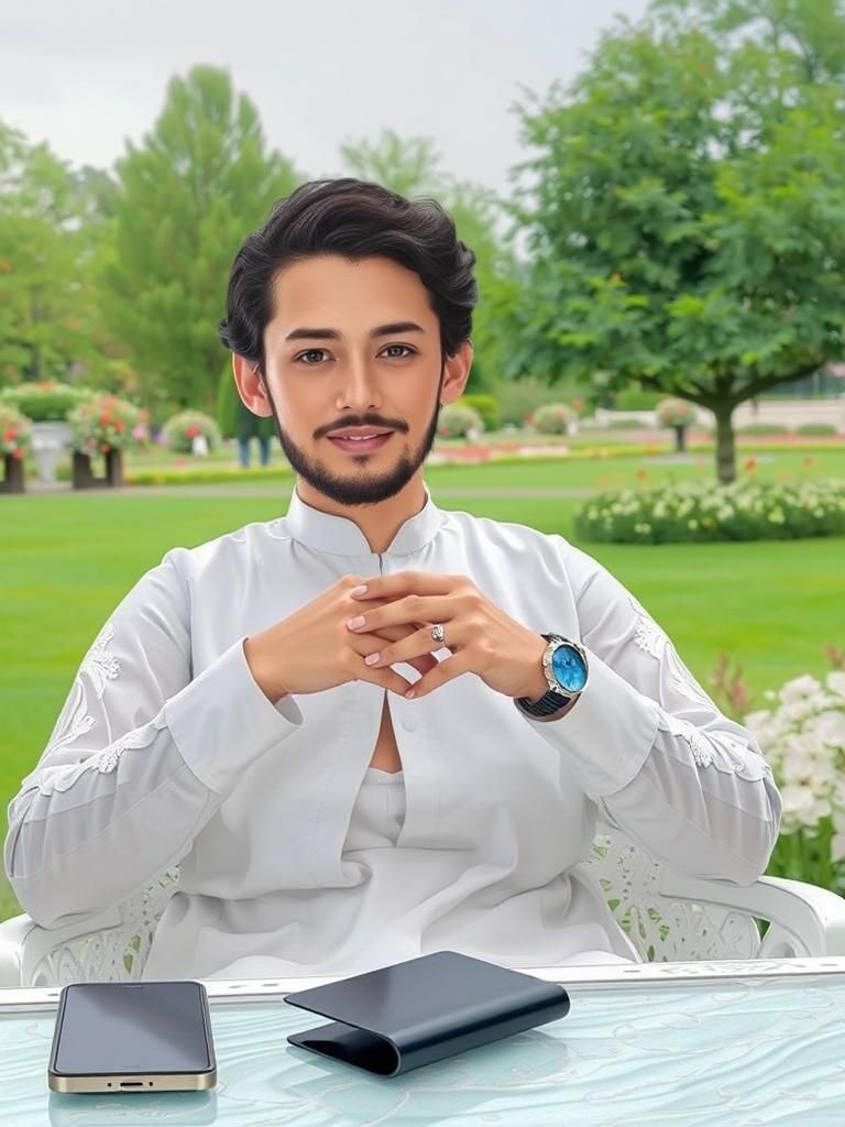 Elegant Woman in Garden, Klimt-Inspired Art Nouveau