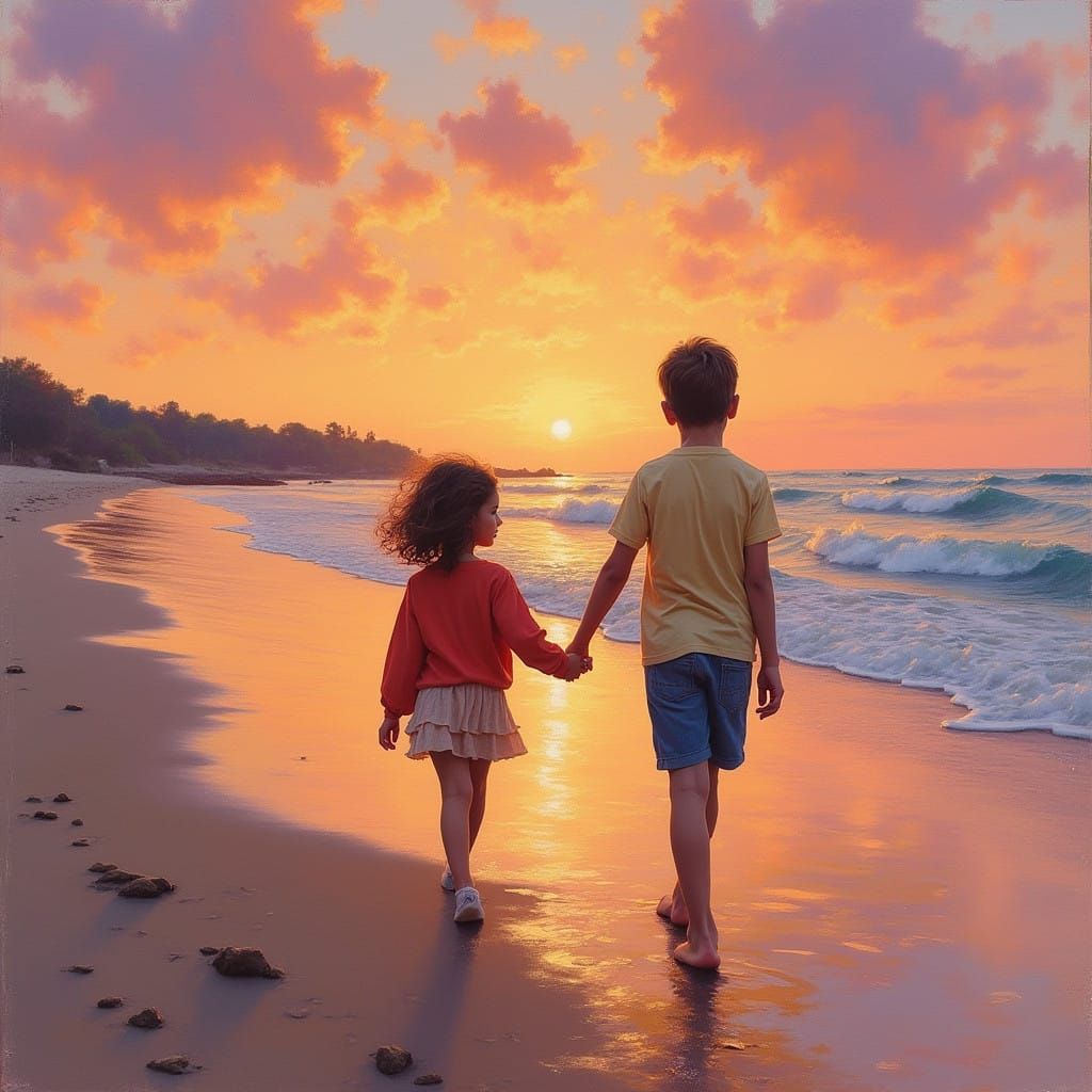Warm Sunset Stroll in Idyllic Harmony