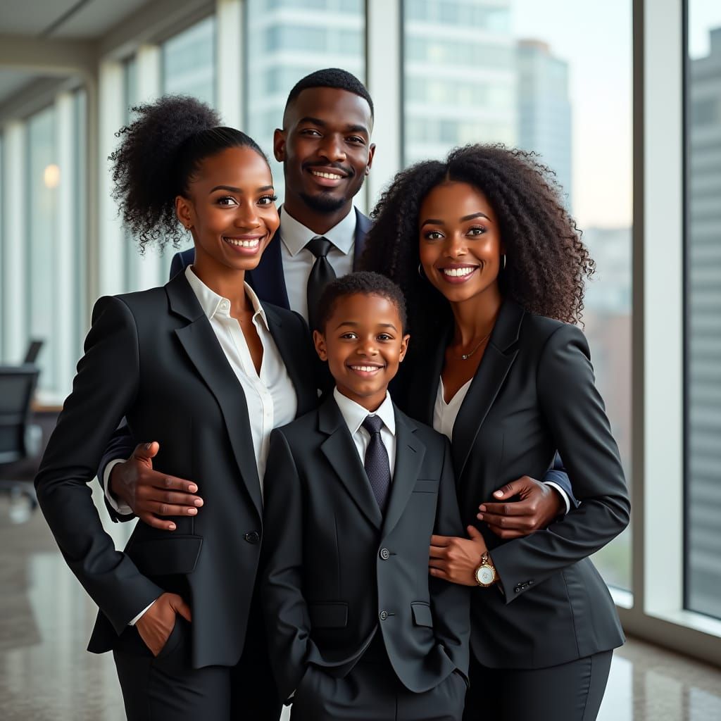 African American Family in Elegant Business Attire