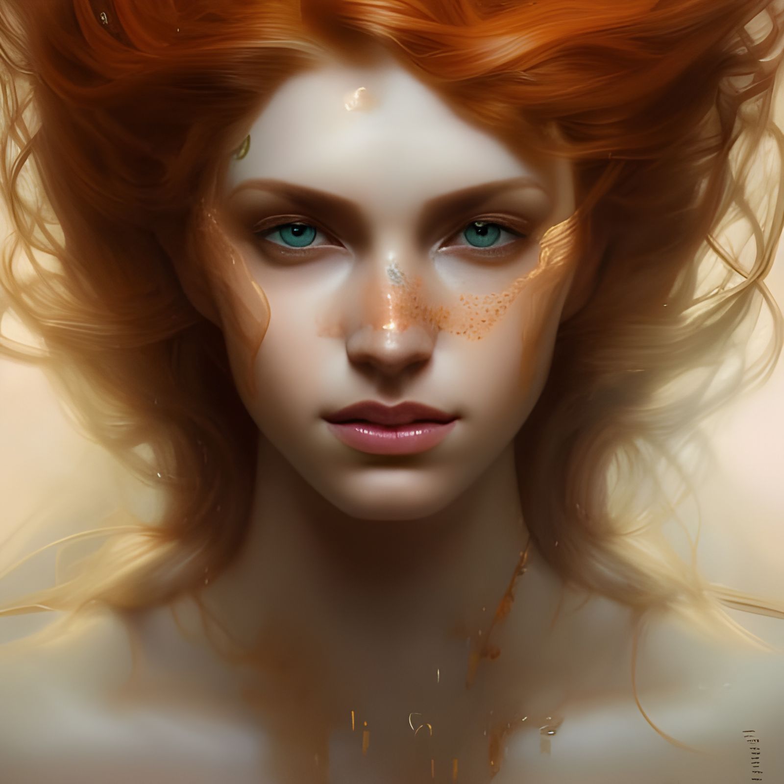 Majestic Goddess Portrait with Shimmering Ginger Hair