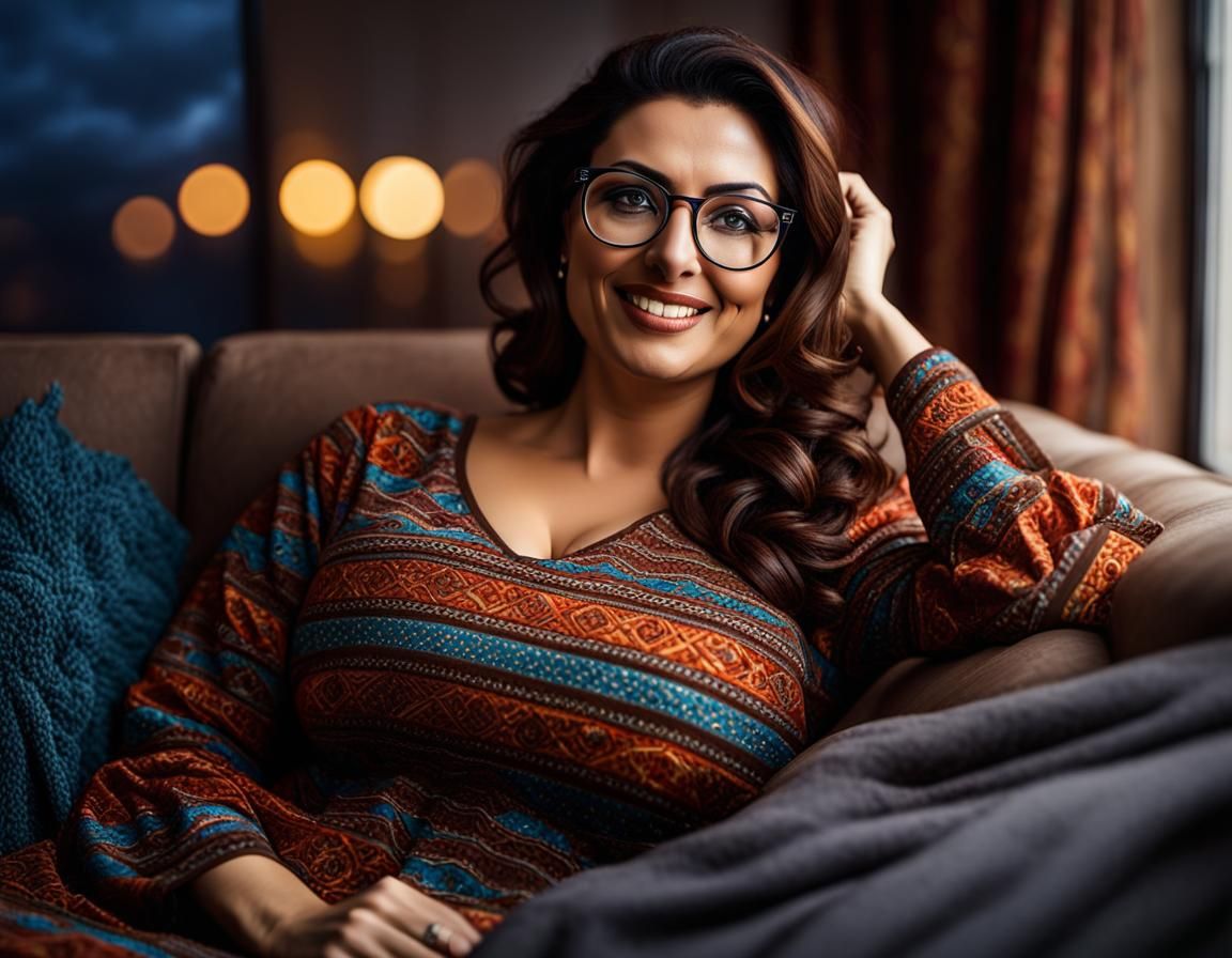 Detailed Portrait of a Smiling Middle Eastern Woman