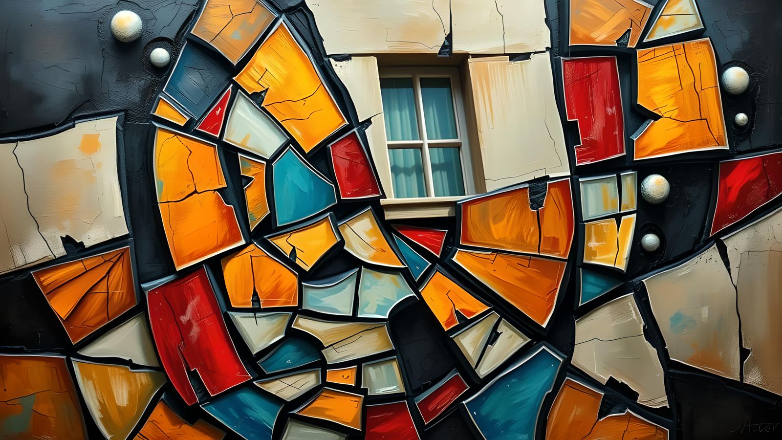 Cubist Painting of a Broken Window