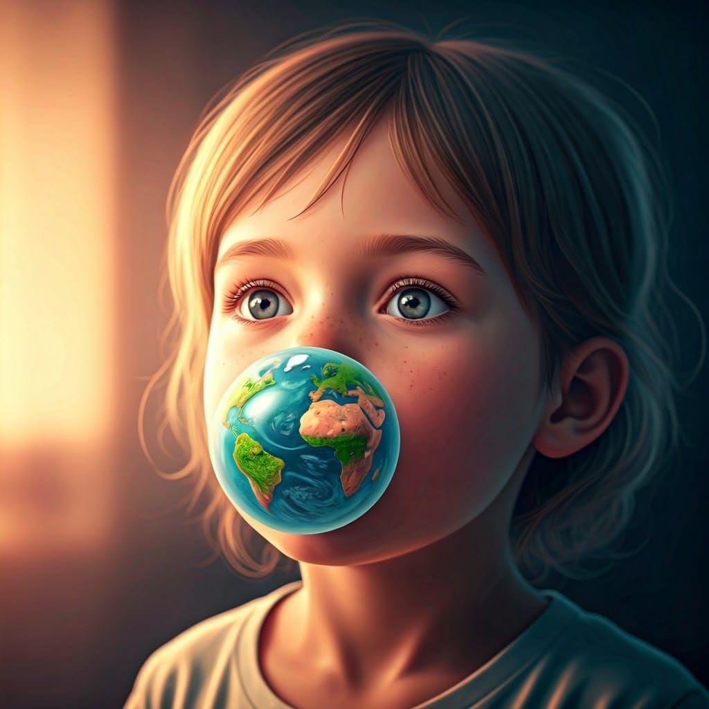 Vibrant Hyperrealistic Earth in Bubblegum Swirls