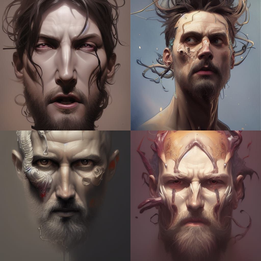 Insanity: Godlike Man Portrait in Hyperdetailed Style