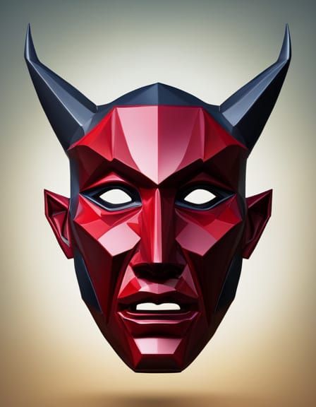 Realistic Geometric Devil Mask in 8K