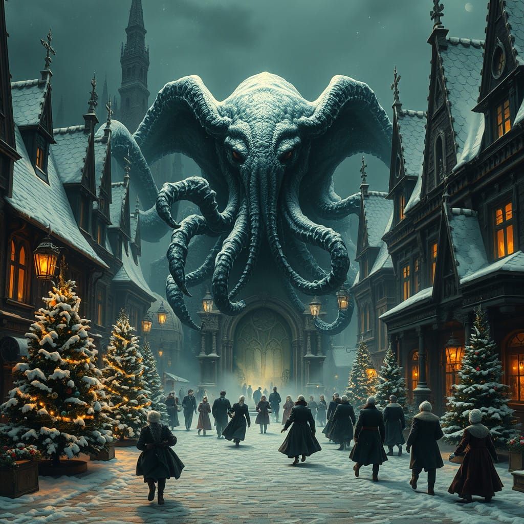 Cthulhu Emerges from Mystical Portal Amidst Christmas Chaos...