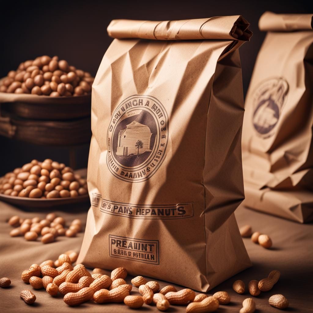 Roasted Peanuts in Vintage Bag: Digital Matte Painting