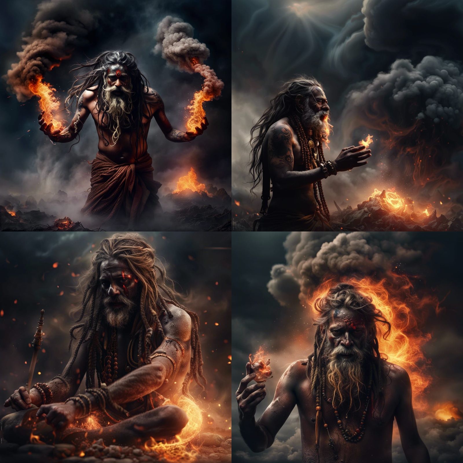 Epic Aghori Sadhu in Dramatic Atomic Landscape