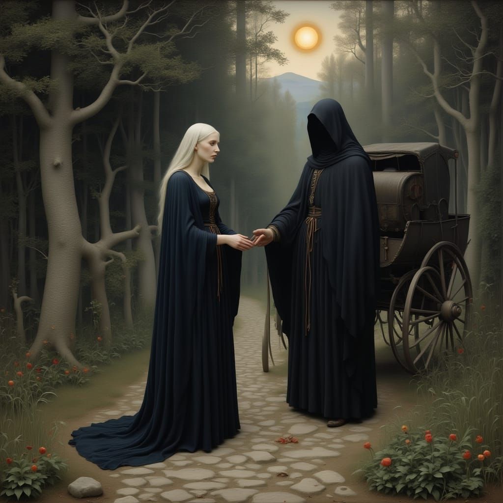 Because I could not stop for Death –
He kindly stopped for me –