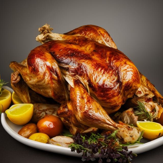 Delicious Roast Chicken on Dining Table