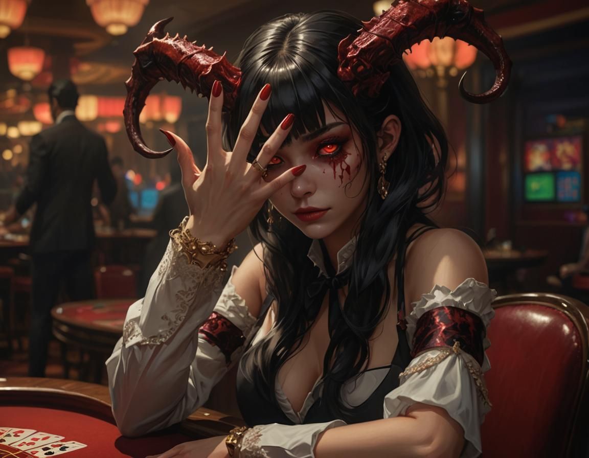 Croupier Demoness Working in Dark Casino