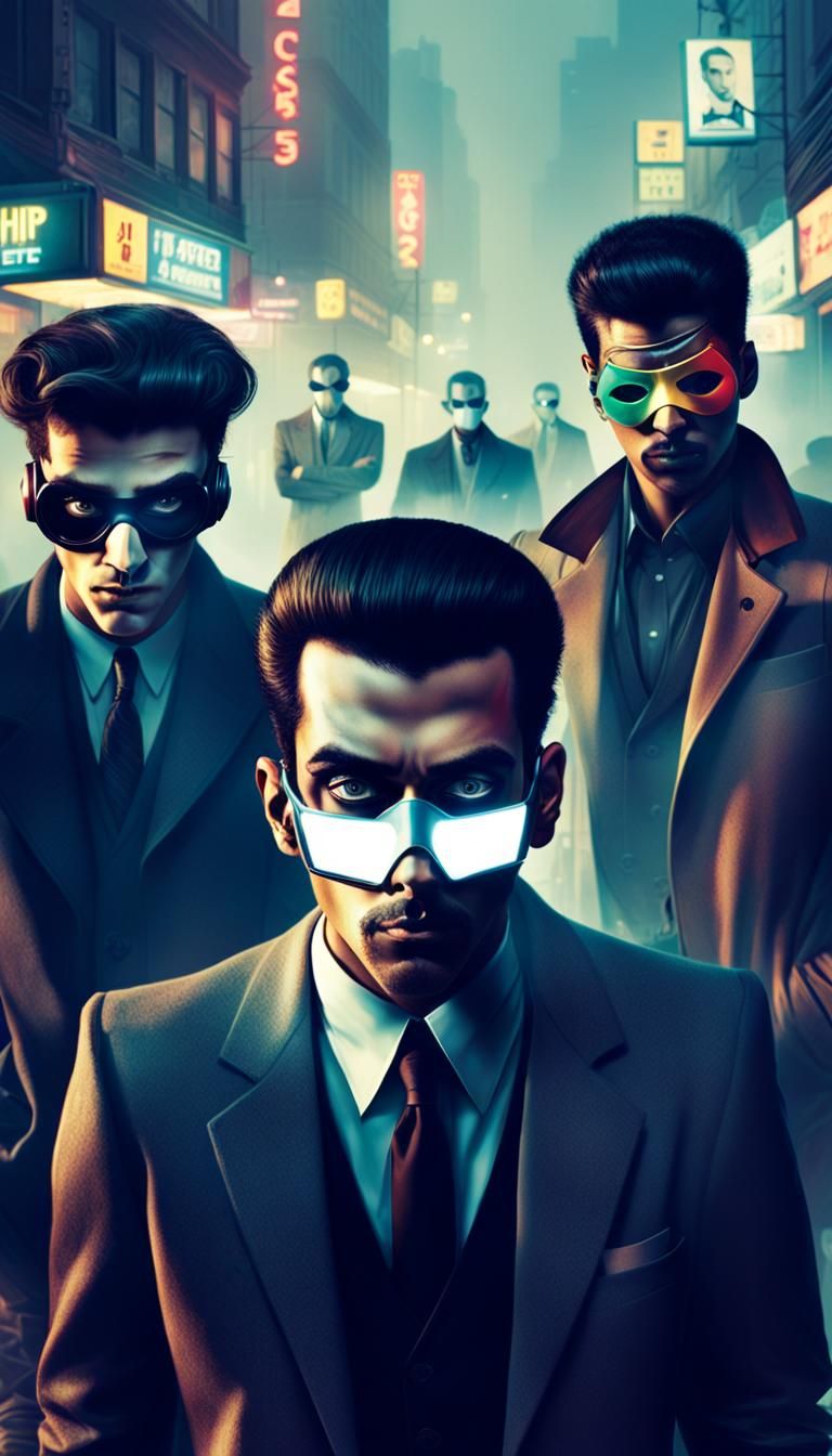 Masked Hip Hop Man in Noir Urban Scene