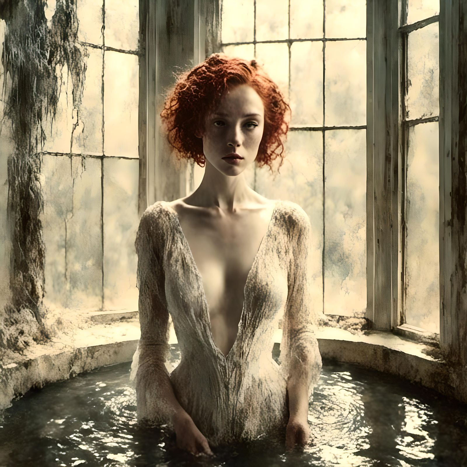 Redhead Portrait in Victorian Room with Pastel Colors