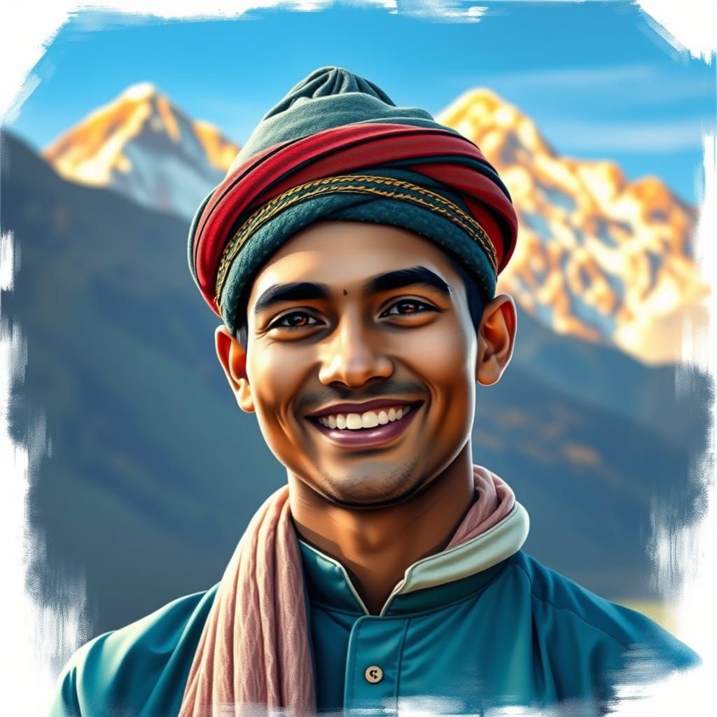 Young Nepali Man in Traditional Dress