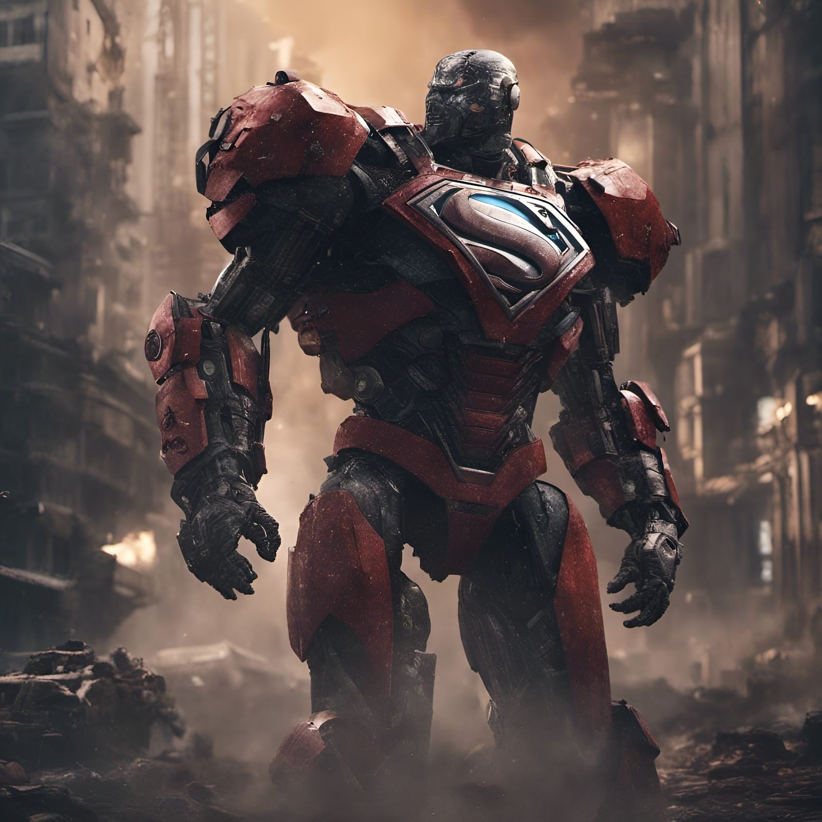 Superman in a Mech Suit: Detailed Matte Painting
