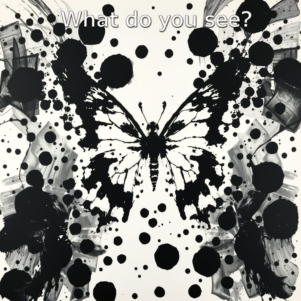 Abstract Inkblot Test with Butterfly Illusion