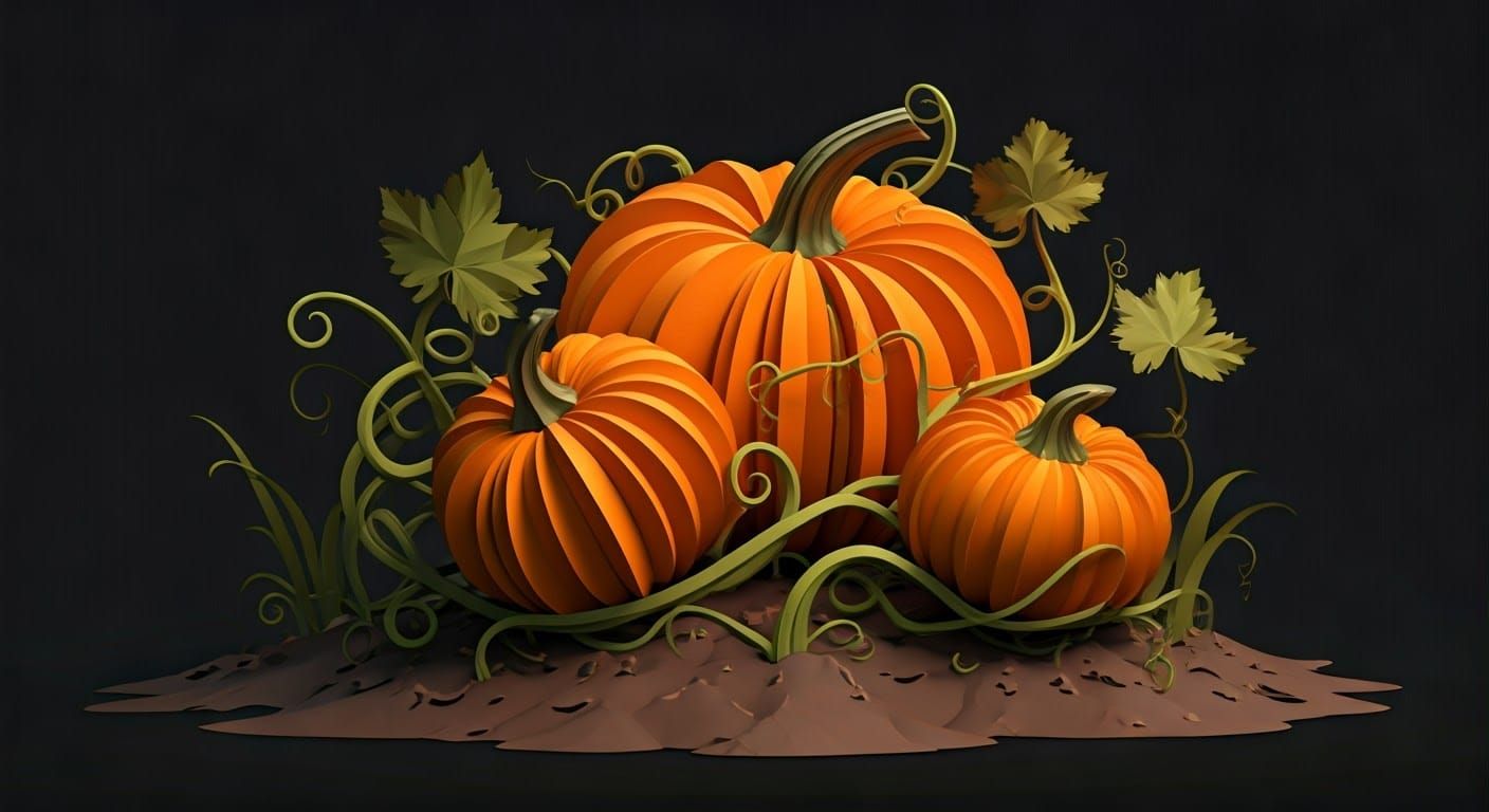 Paper Art Pumpkins in Autumnal Pumpkin Patch
