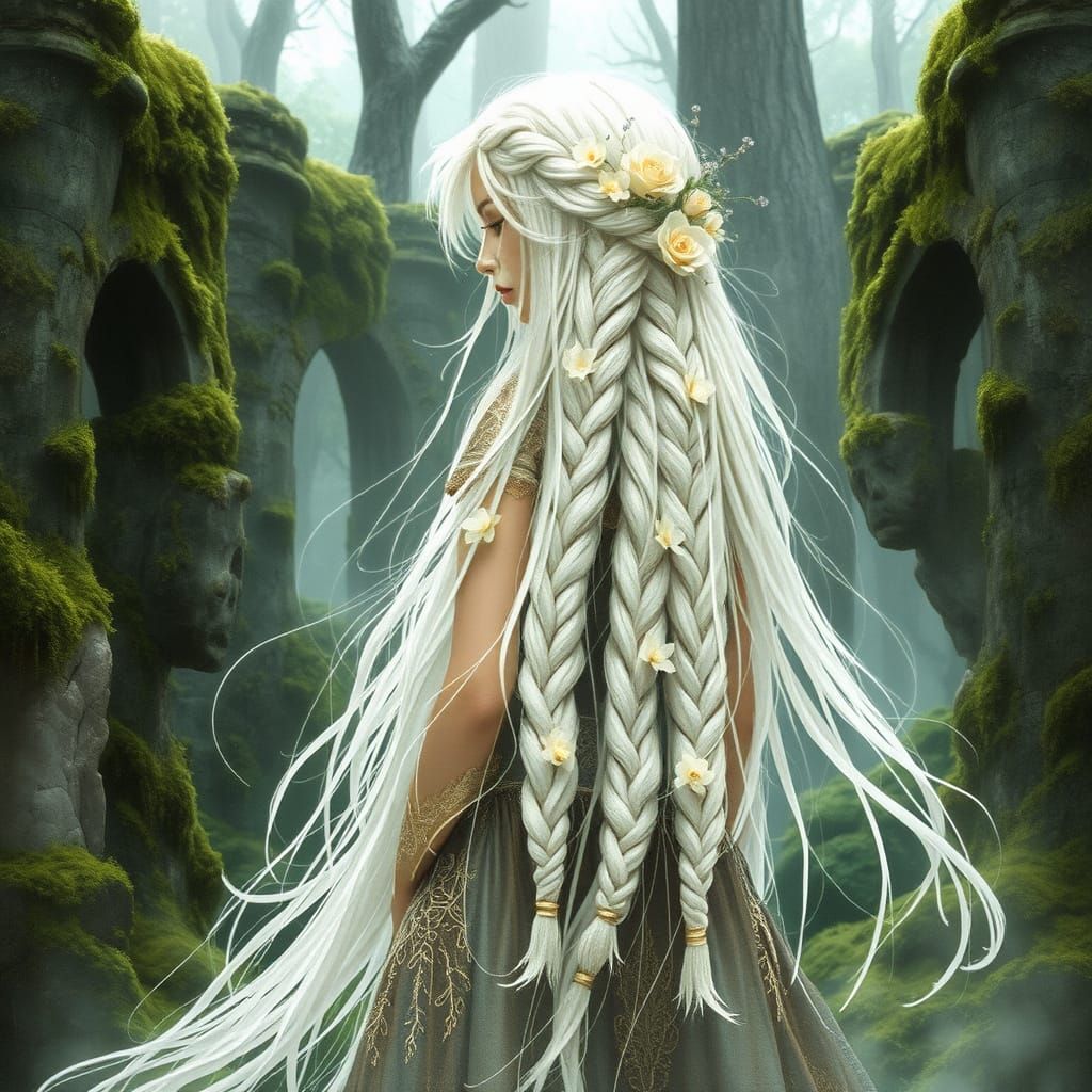 Ethereal Forest Goddess in Watercolor Style