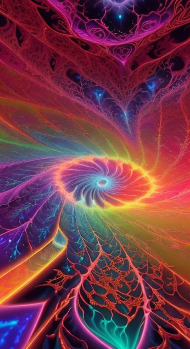 Neon Fractal Vista in Prismatic Colors