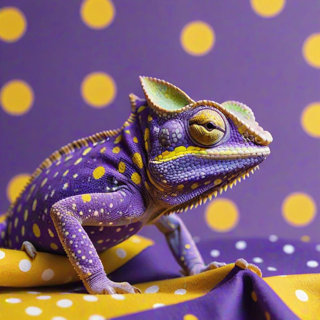 Chameleon with Polka Dots, Realistic Photography