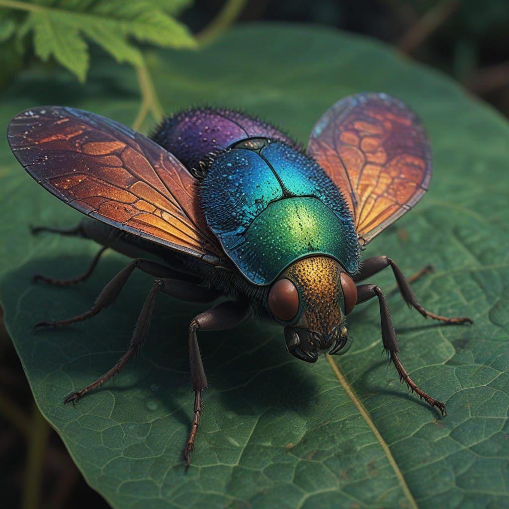 Vibrant Hyperrealistic Bug on a Leaf