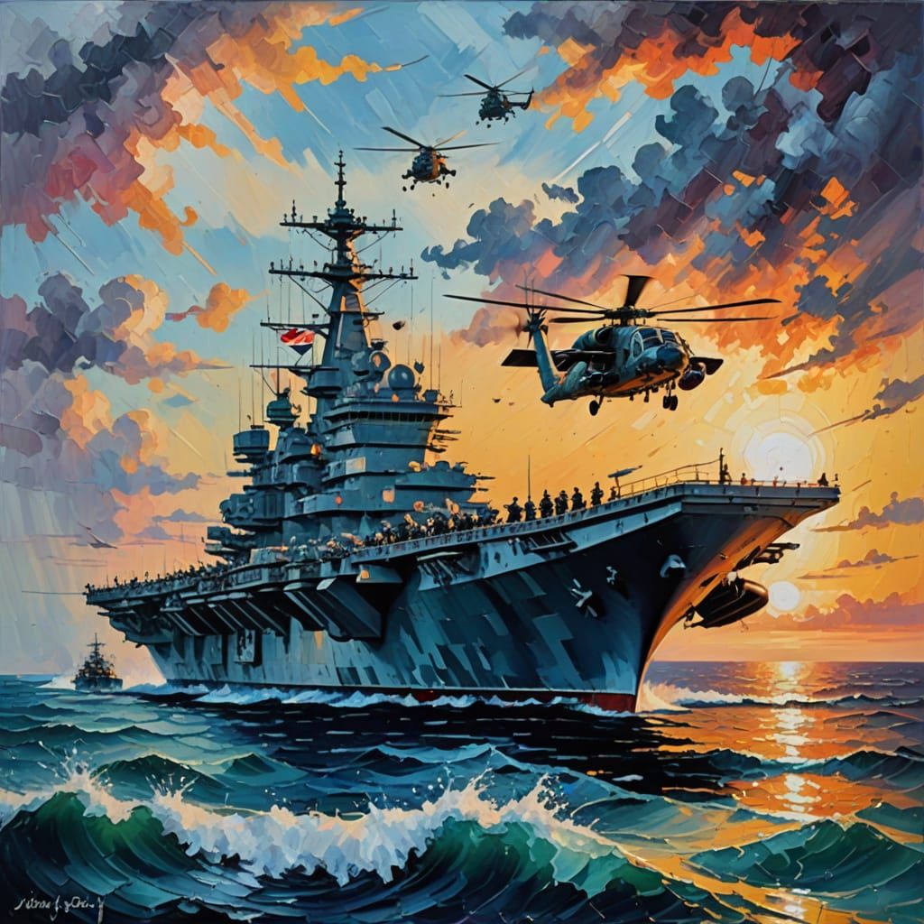 Majestic Aircraft Carrier soars beneath Renaissance-Inspired...